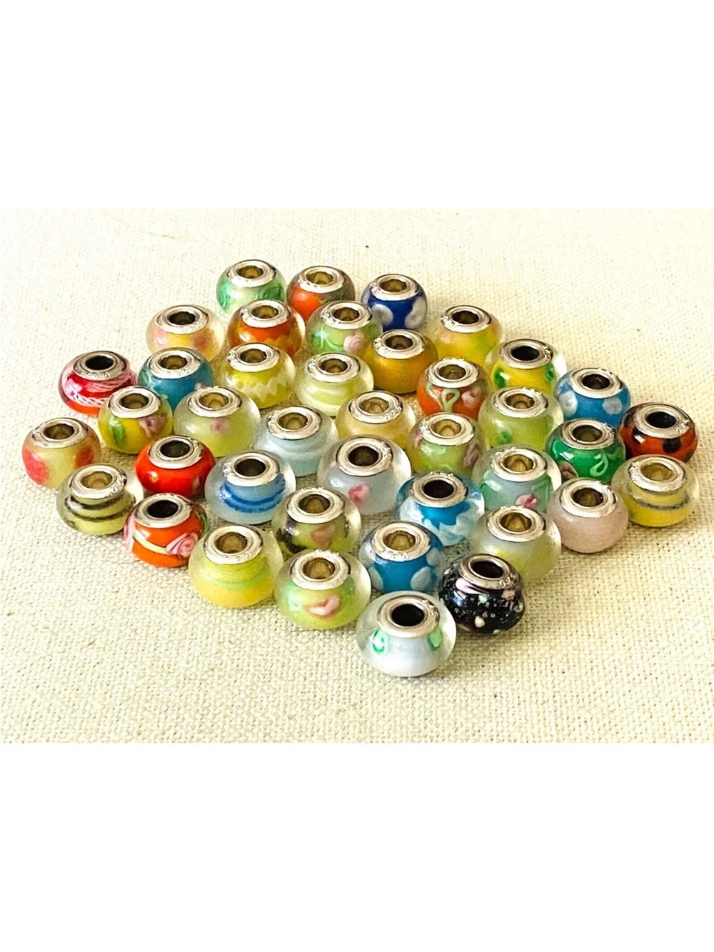 HUGE LOT of 40 925 Murano Art Glass Bracelet Necklace Charms Beads